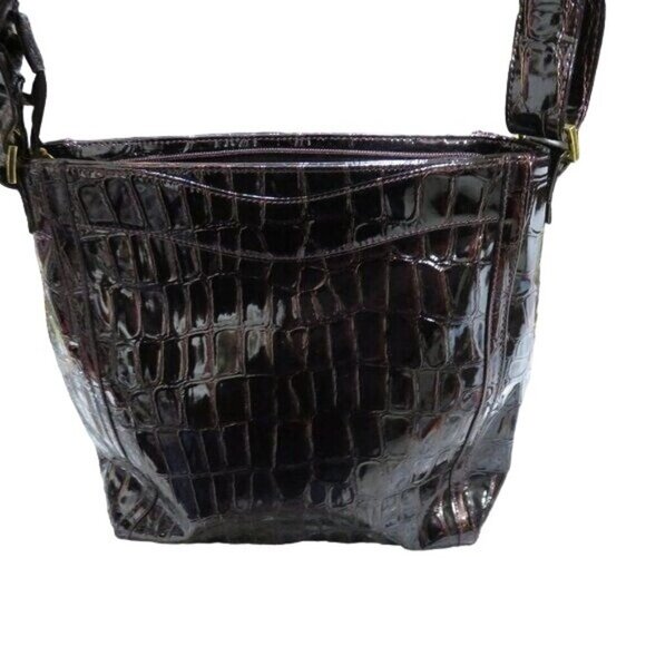 Carpisa Italian vegan leather red burgundy crocodile pattern handbag Stunning - Picture 2 of 13
